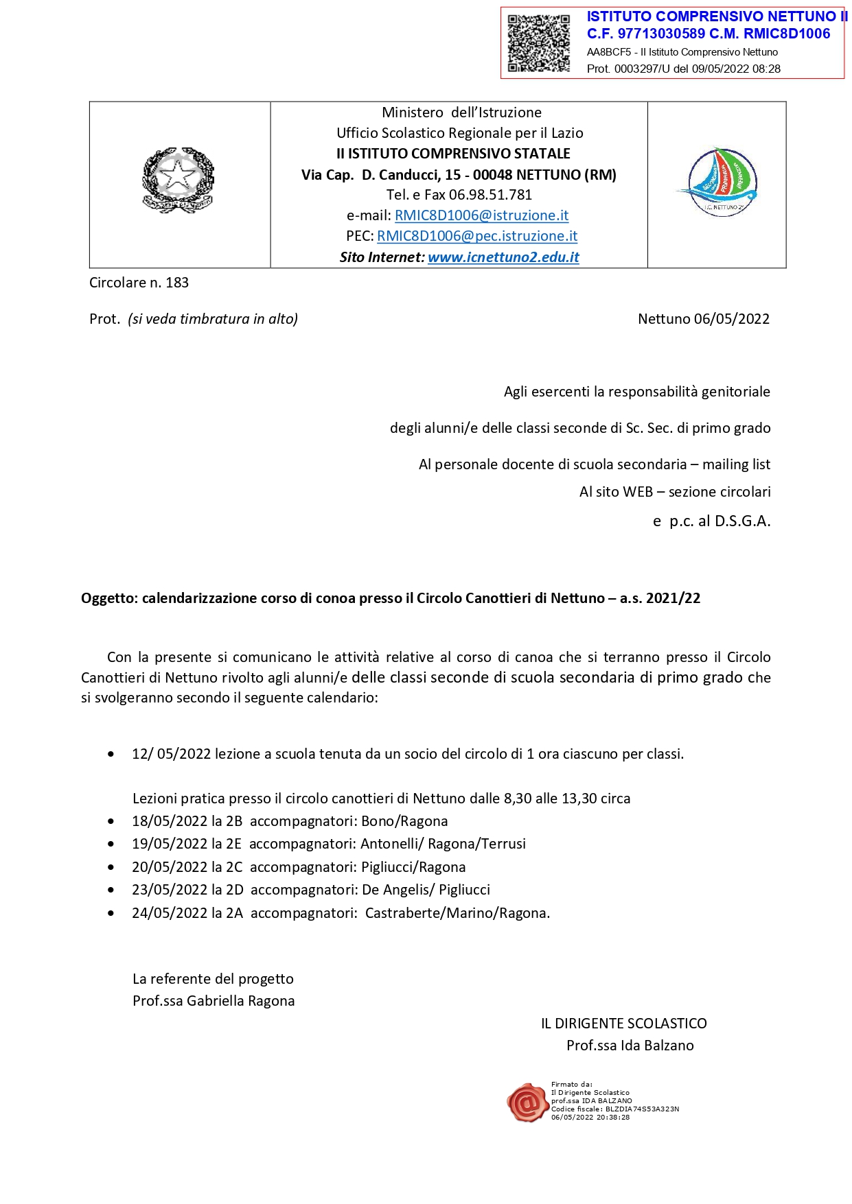 Circ. 183 Calendario corso di canoa variazione doc. accompagnatori .pdf.pades page 0001